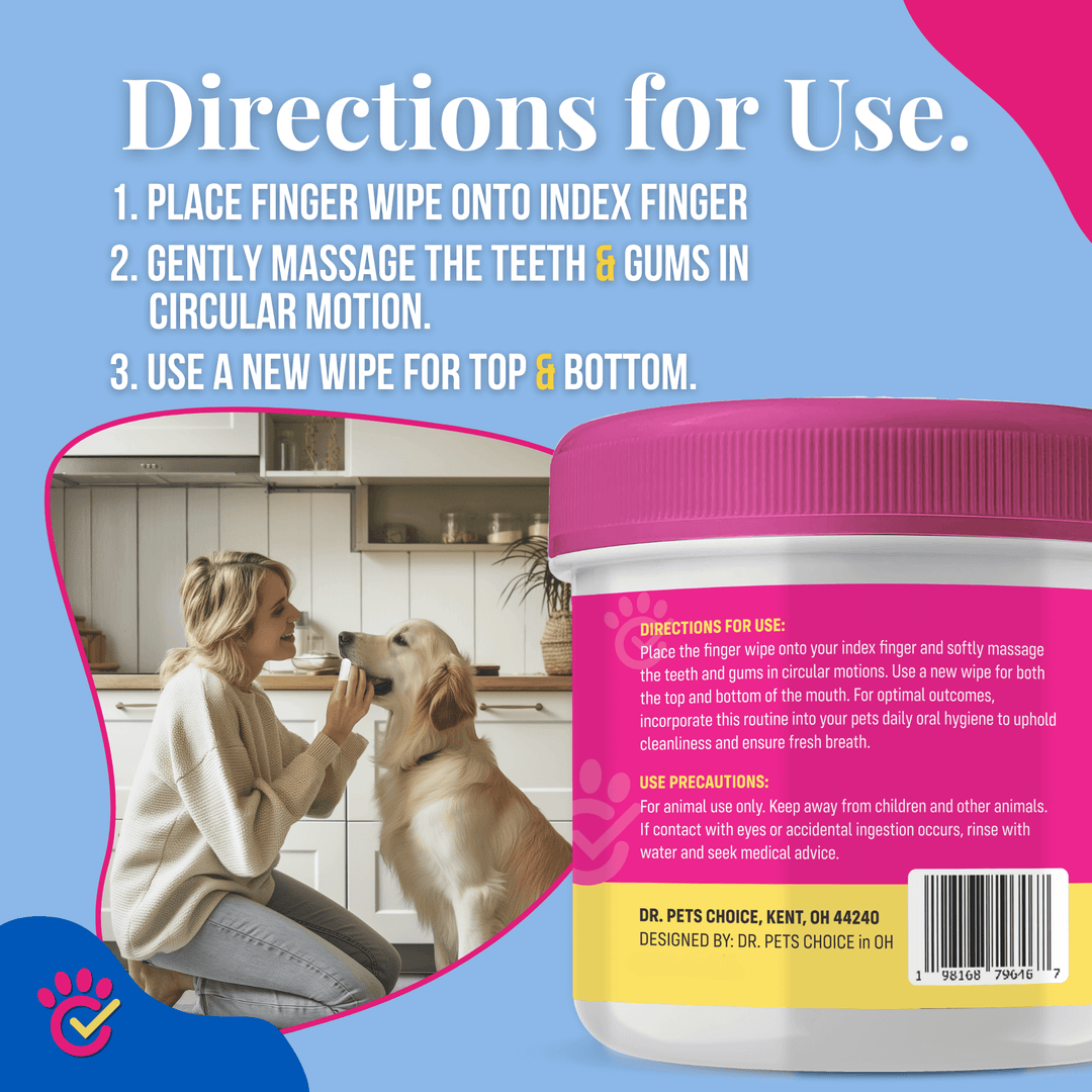 Natural Pet Dental Finger Wipes for Easy Teeth Cleaning
