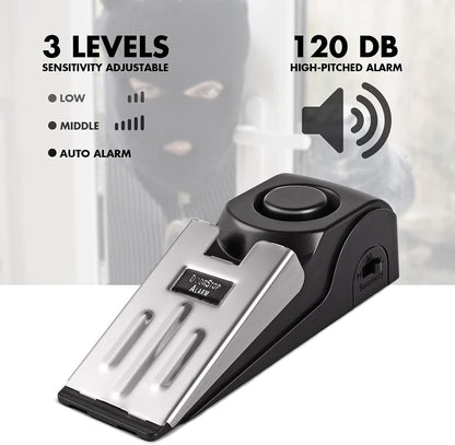 Portable Door Stop Alarm, 125dB Burglar Sensor Alarm, Security Door Block System