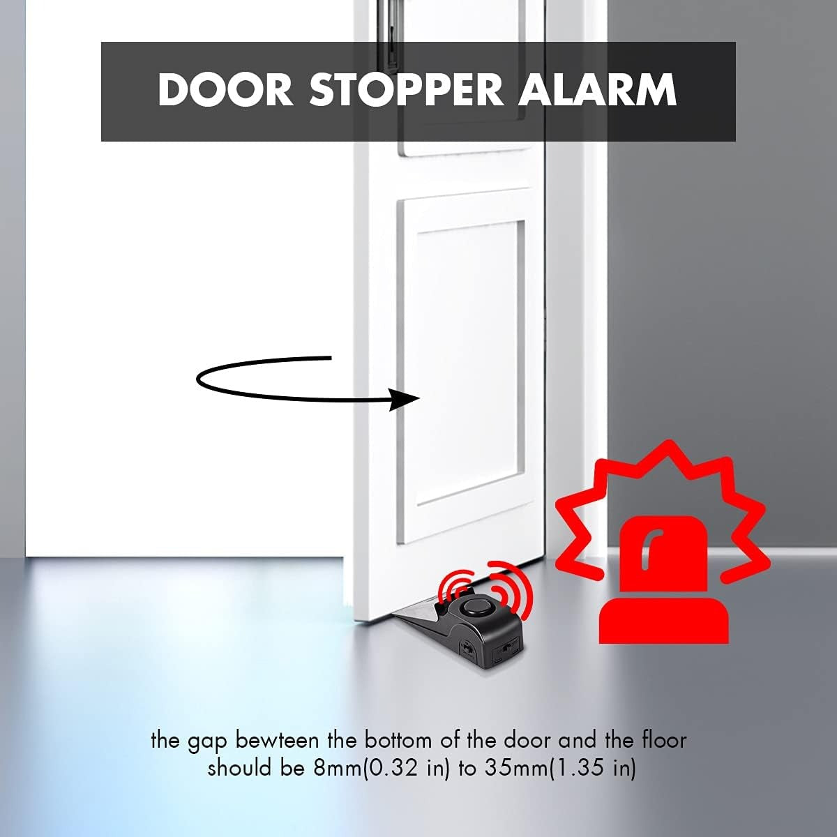 Portable Door Stop Alarm, 125dB Burglar Sensor Alarm, Security Door Block System